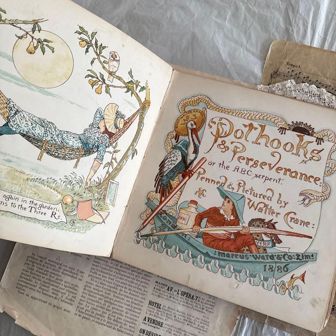 稀少アンティーク美しい挿絵のイギリス絵本ウォルタークレイン洋書ジャンクジャーナル