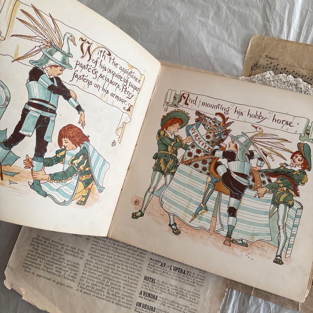 稀少アンティーク美しい挿絵のイギリス絵本ウォルタークレイン洋書ジャンクジャーナル