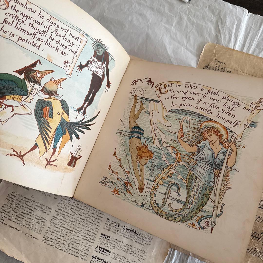 稀少アンティーク美しい挿絵のイギリス絵本ウォルタークレイン洋書ジャンクジャーナル