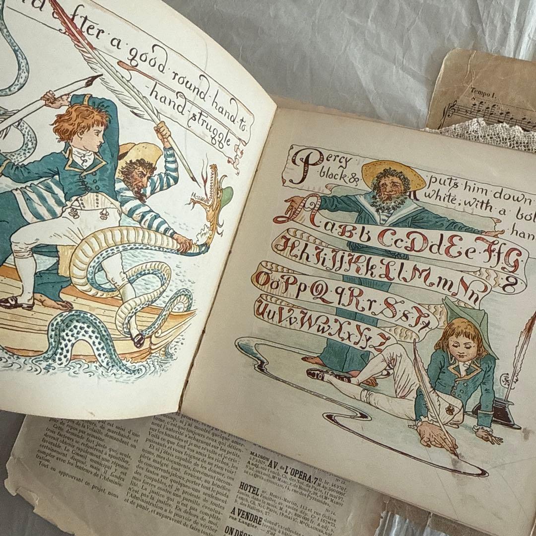 稀少アンティーク美しい挿絵のイギリス絵本ウォルタークレイン洋書ジャンクジャーナル