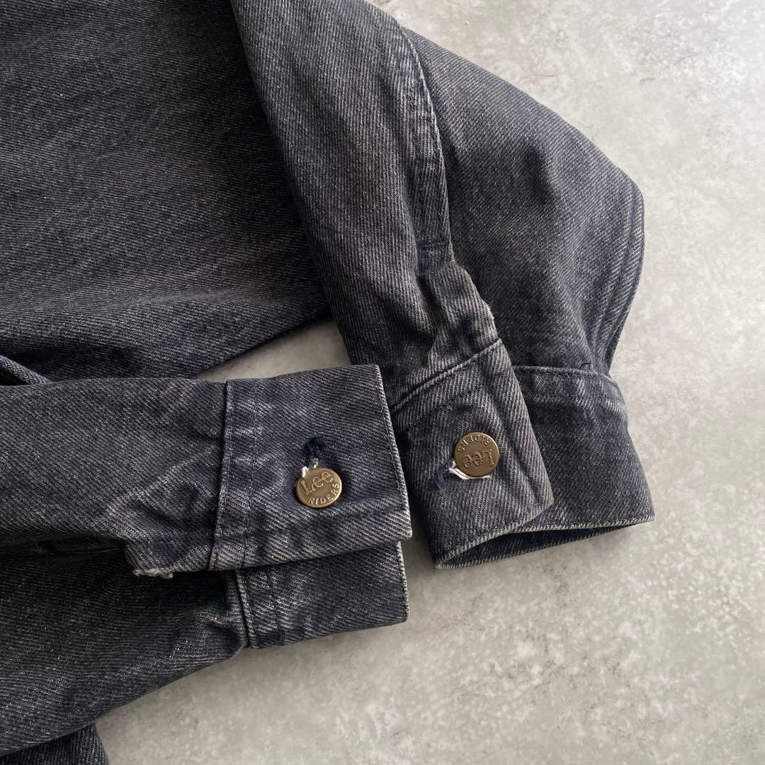 80s Lee 220 先染め ブラック デニム ジャケット 実寸 42