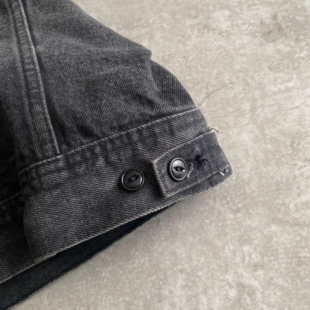 80s Lee 220 先染め ブラック デニム ジャケット 実寸 42