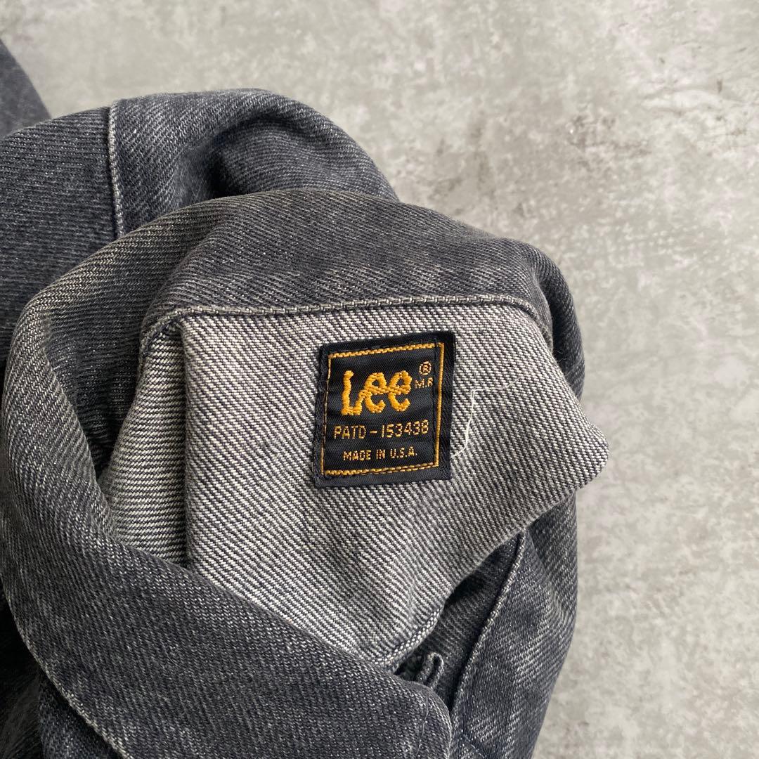 80s Lee 220 先染め ブラック デニム ジャケット 実寸 42