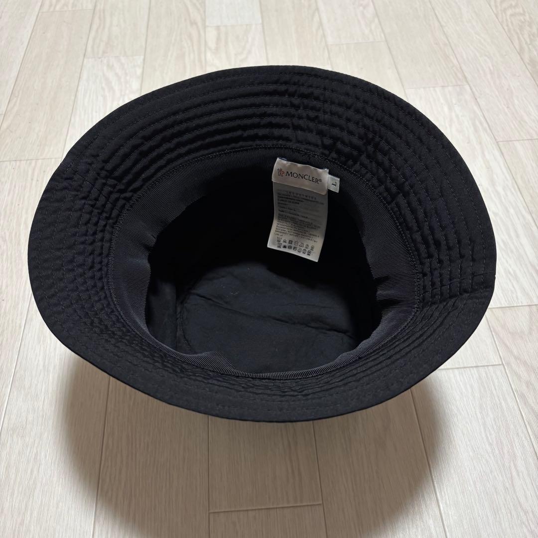 極美品　MONCLER バケットハット　帽子　黒　L 国内正規品 4K67