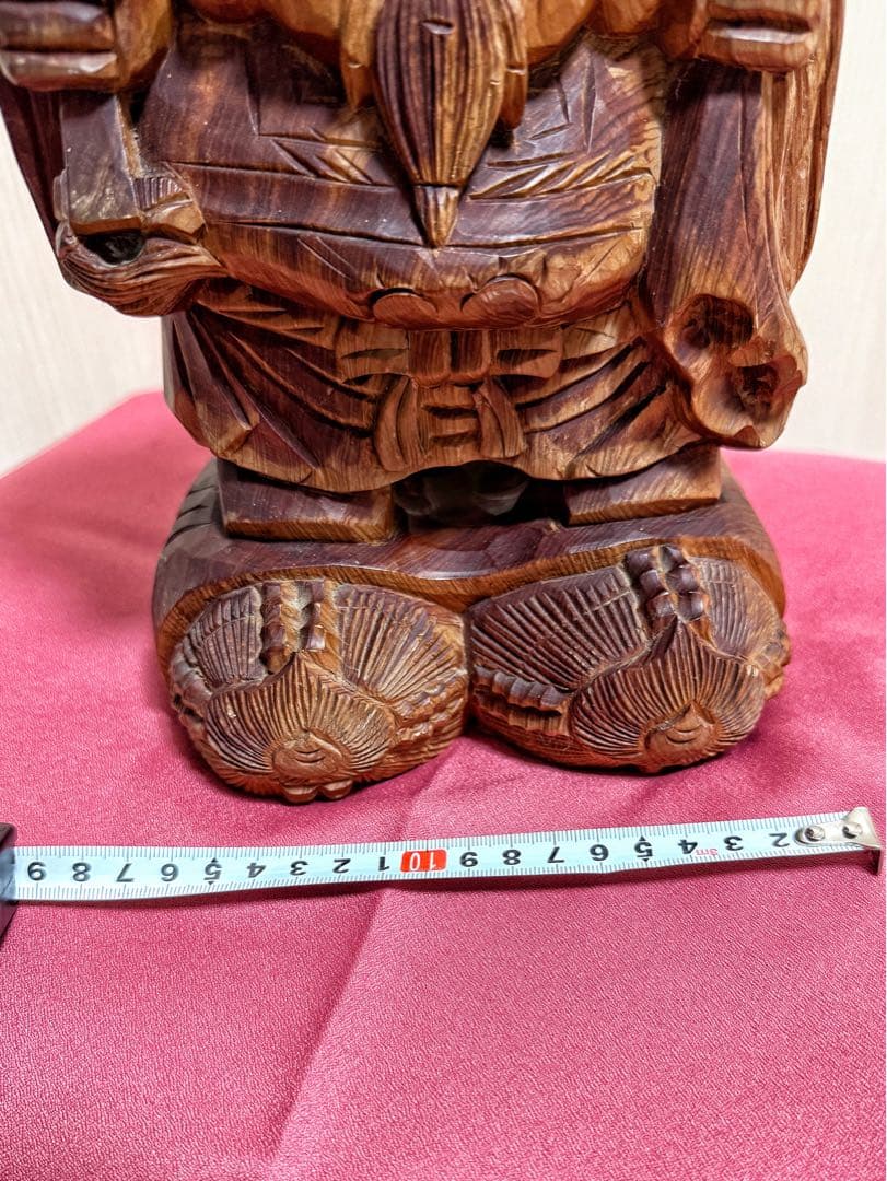 【美品】大黒天 七福神 木彫 仏像 彫刻 開運 置物 アンティーク インテリア