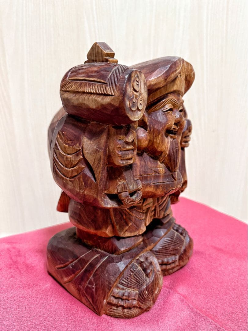 【美品】大黒天 七福神 木彫 仏像 彫刻 開運 置物 アンティーク インテリア