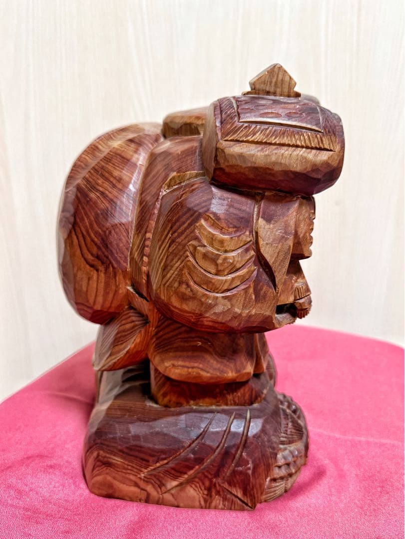 【美品】大黒天 七福神 木彫 仏像 彫刻 開運 置物 アンティーク インテリア