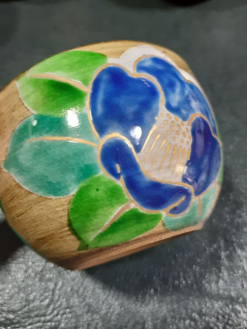 花ワールド 京焼　清水焼　嘉豊窯　椿絵　湯呑み４個