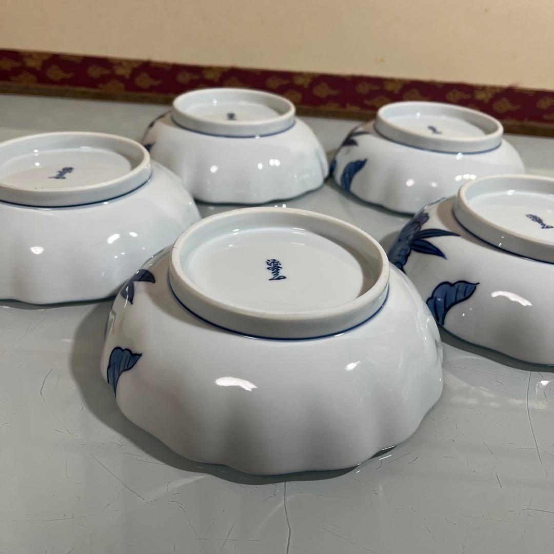 源右衛門　染付ひまわり絵　鉢碗5ケ