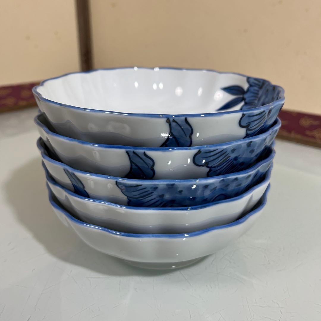 源右衛門　染付ひまわり絵　鉢碗5ケ