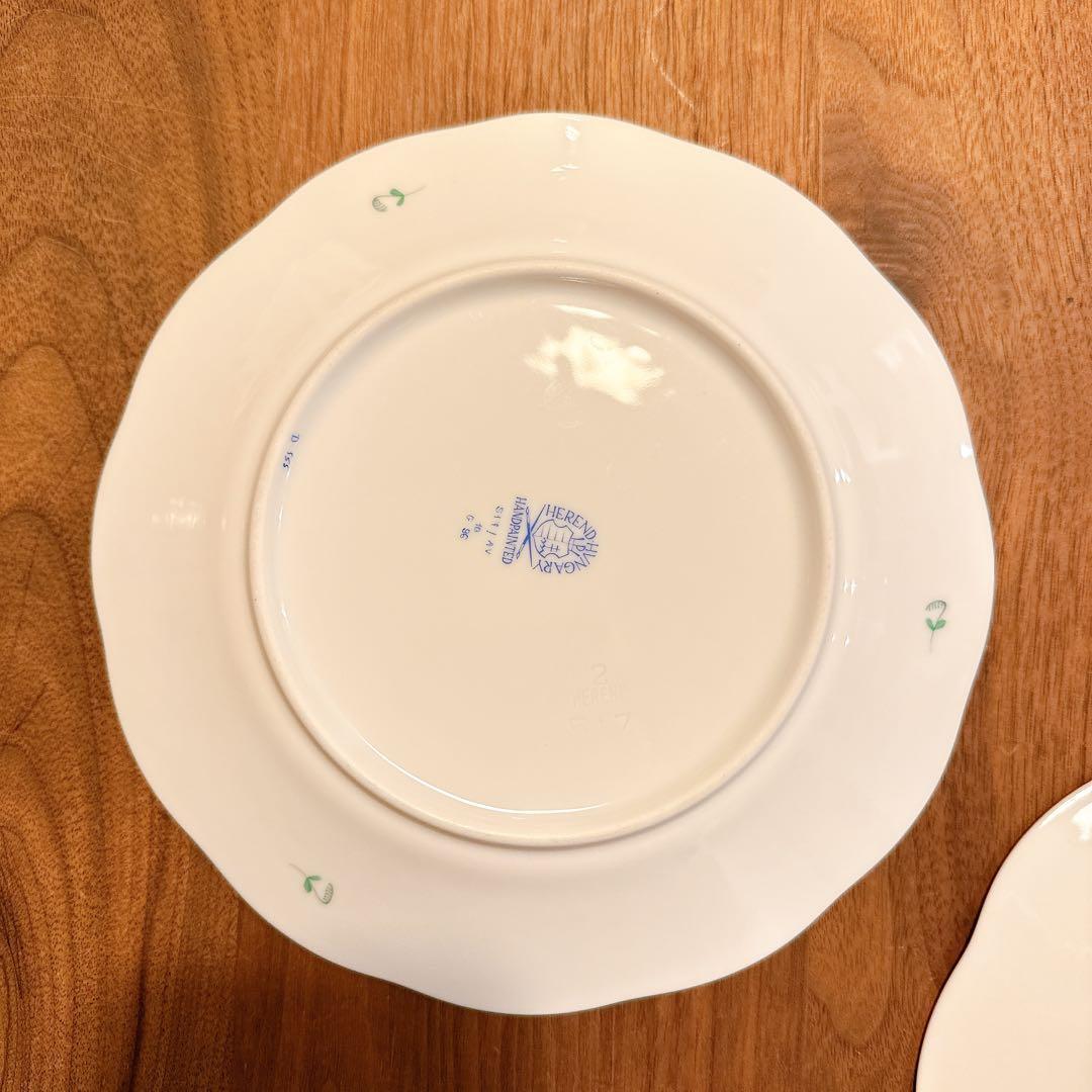 【2枚セット】HEREND ヘレンド　アポニーグリーン　プレート　19cm ③