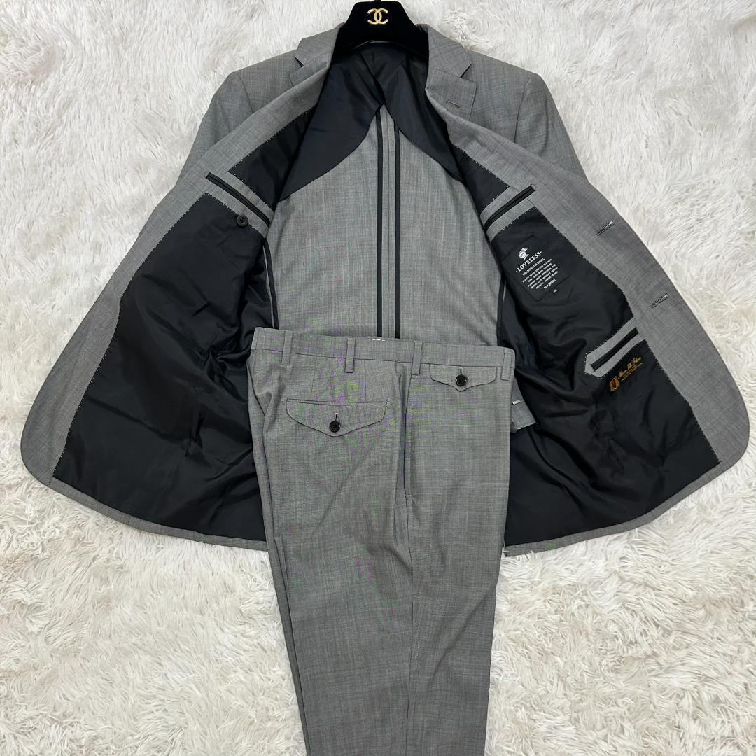 品　ラブレス　セットアップ　シルク　モヘヤ　ウール　グレー　三陽商会　M　背抜き