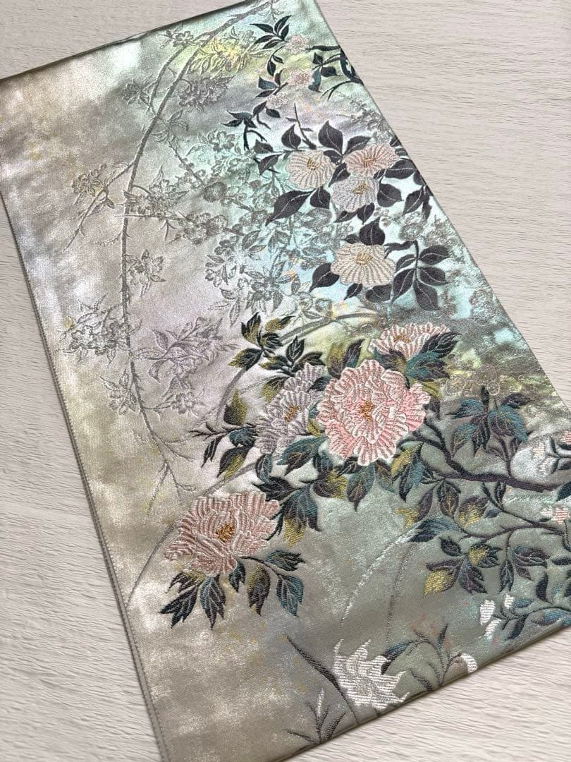 m-92 牡丹 袋帯 正絹