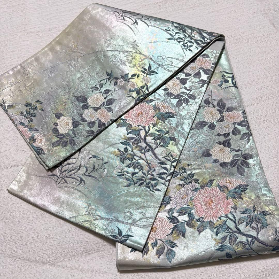 m-92 牡丹 袋帯 正絹