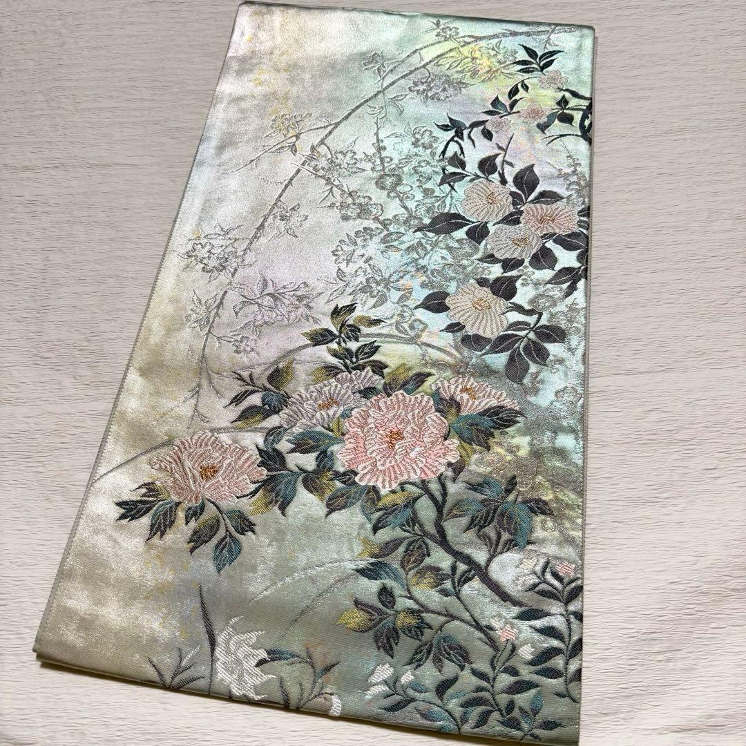 m-92 牡丹 袋帯 正絹