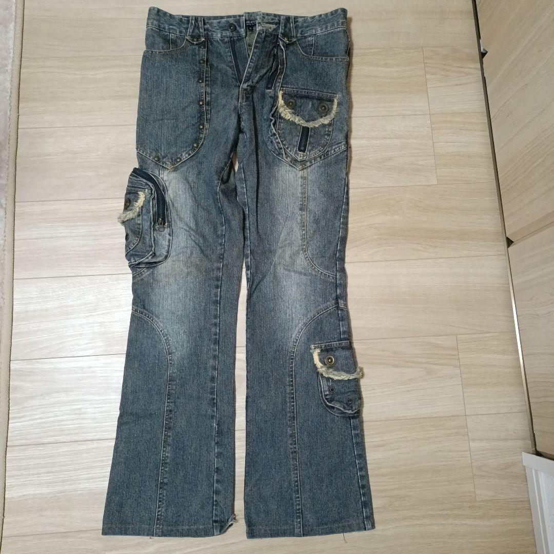 【in the attic】 デザイン カーゴ デニム ダメージ Y2K