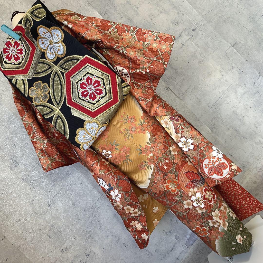 振袖　フルセット　正絹　古典柄　華やか　成人式　２０歳　ふりそで　m5