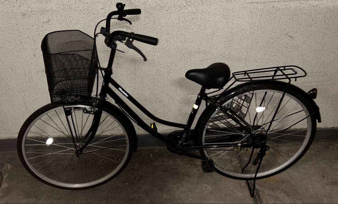 ママチャリ 27インチ 前カゴ付き 自転車 シティサイクル スマホホルダー付き