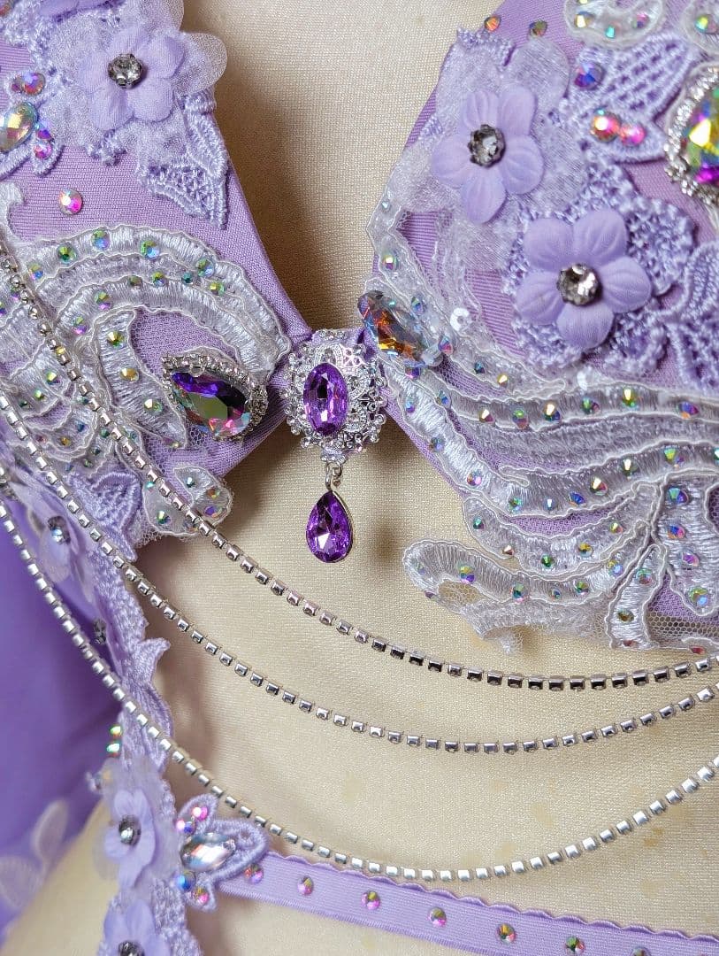 新品 ベリーダンス 衣装 コスチューム ラベンダー