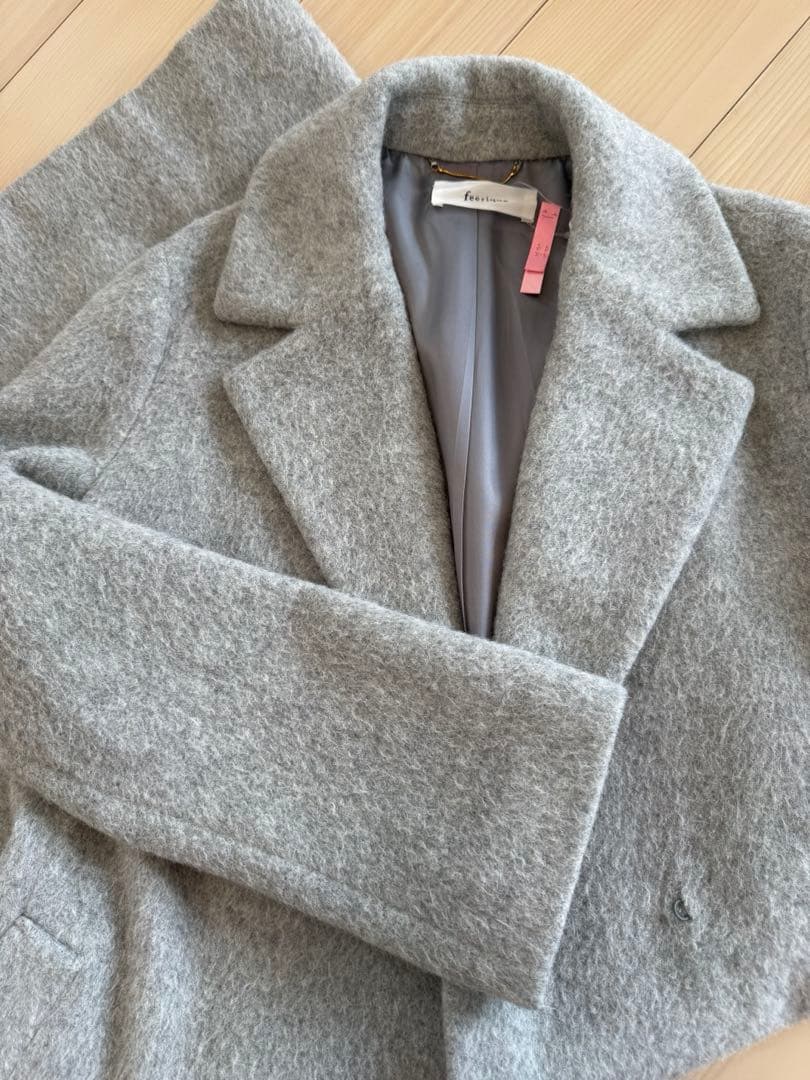 超美品 feerique アルパカ混 厚手 ロングコート グレー 2