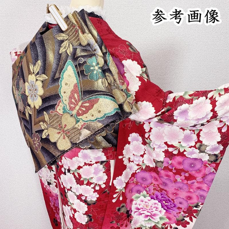 510z28☆華やか！振袖 古典柄 ラメ刺繍 金彩 地紋 赤☆美品 成人式結婚式