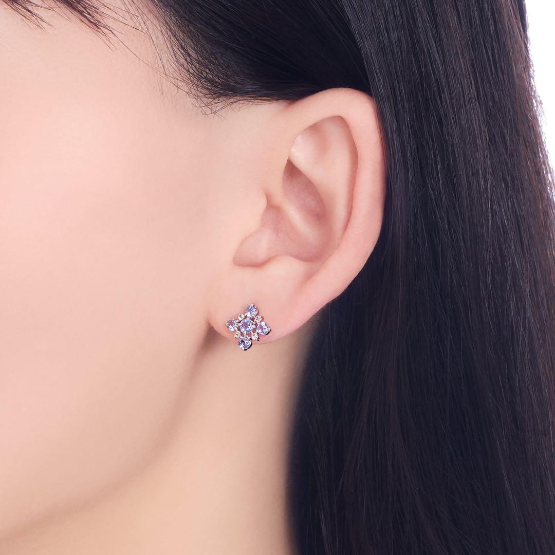 試着のみ ツツミ K10WG タンザナイト ピアス 箱、保証書付き