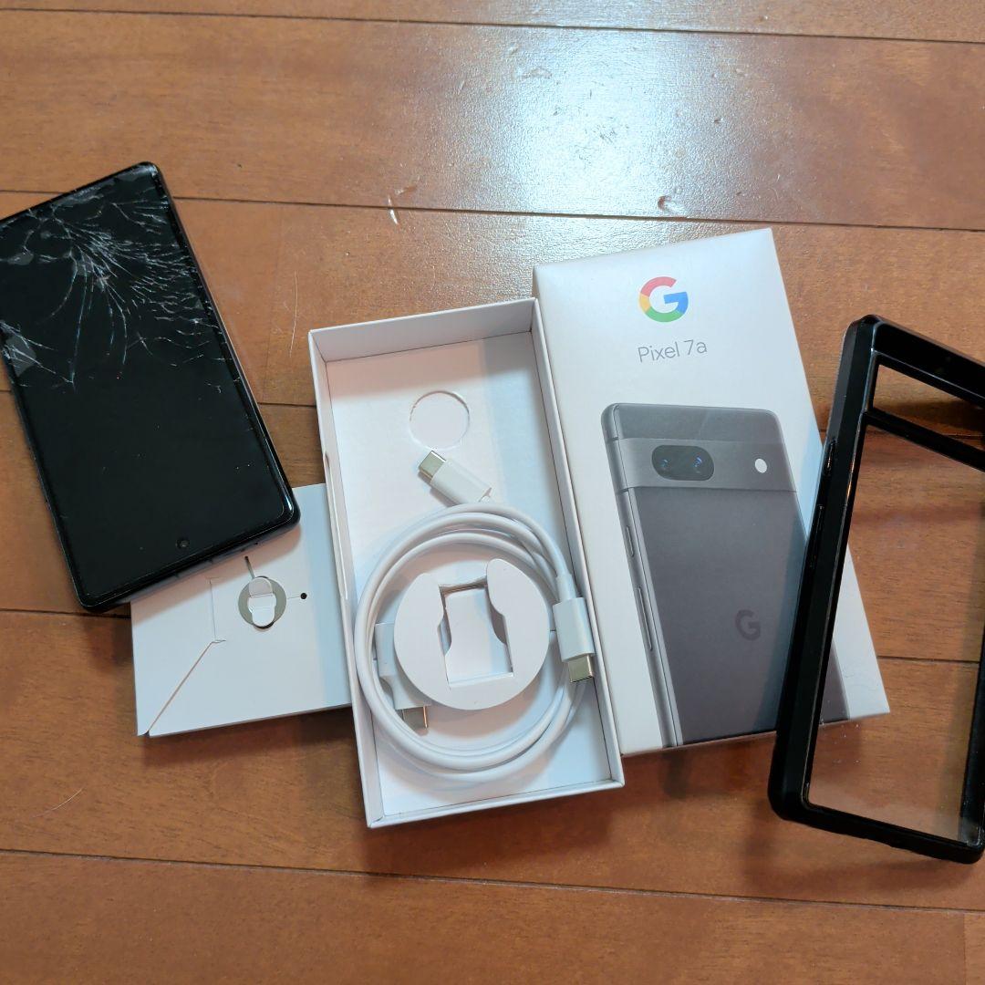Google Pixel 7a ブラック 画面にひびあり