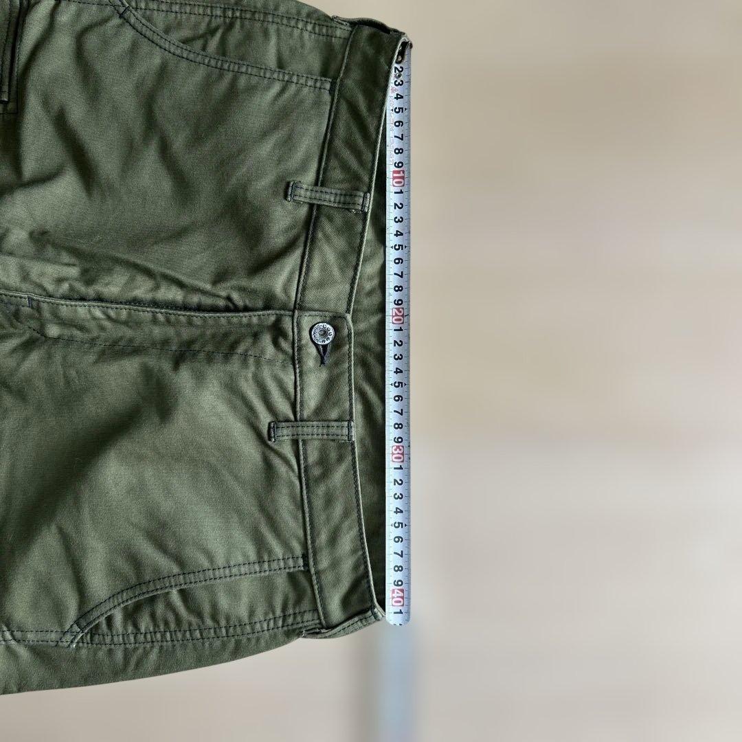 桃太郎ジーンズW32 カーゴショートパンツ オリーブグリーン