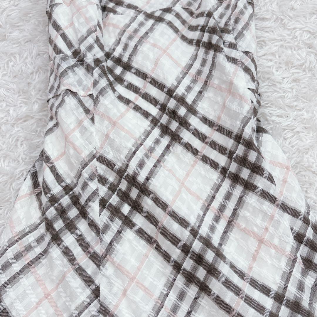 バーバリー ブルーレーベル ノースリーブ ワンピース ノバチェック ラメ糸 36