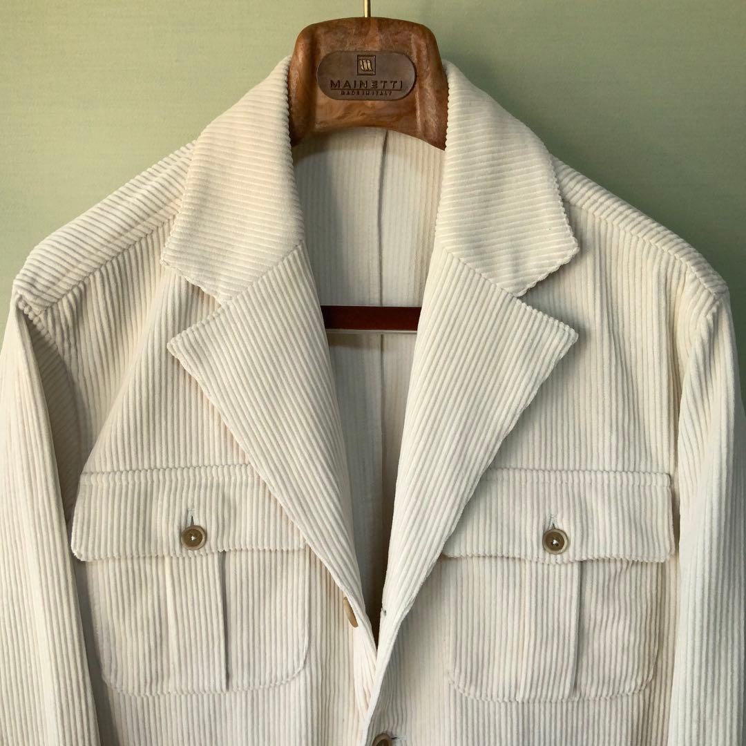 Finamore フィナモレ サファリジャケット M コーデュロイ オフホワイト