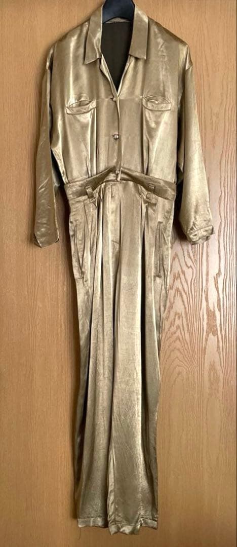 ヴィンテージ ゴールド オールインワン 長袖 サロペット つなぎ 古着