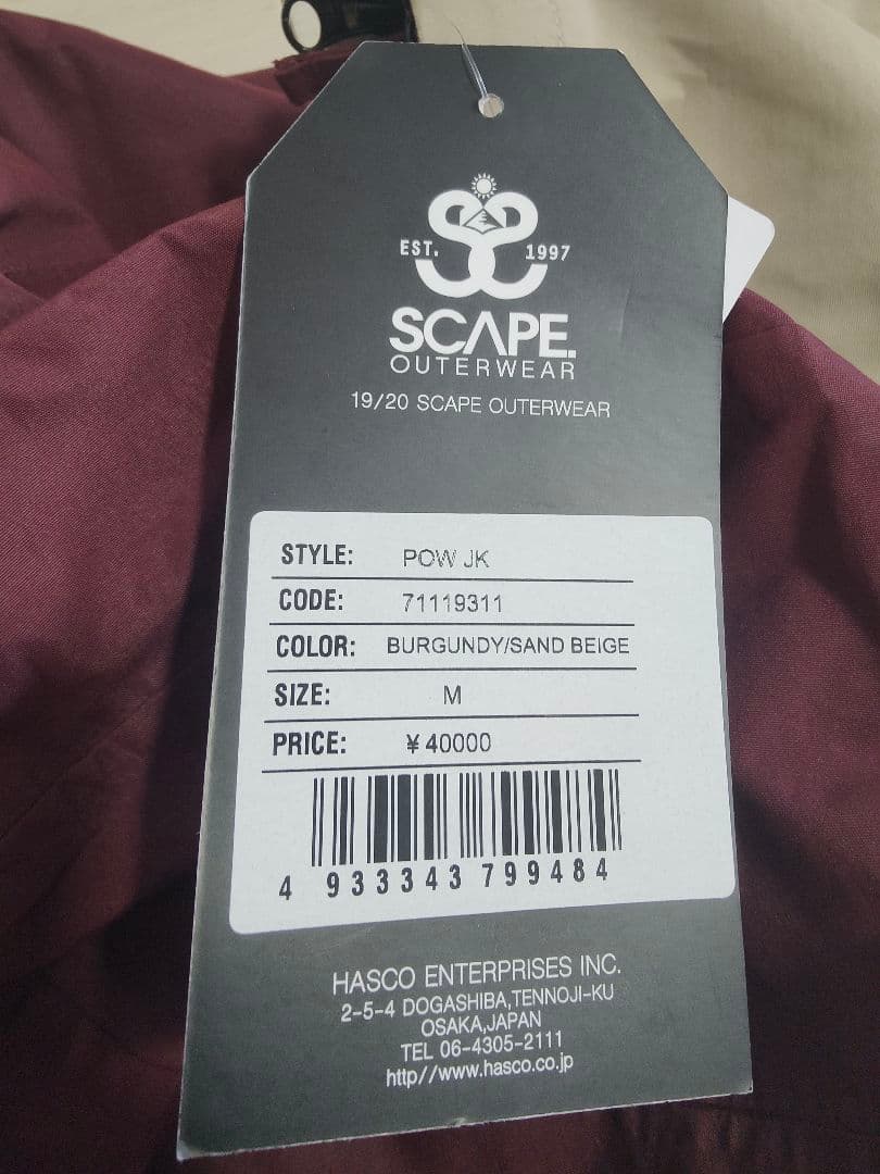 SCAPE 店頭販売無し　スノーボードウェアーのみ