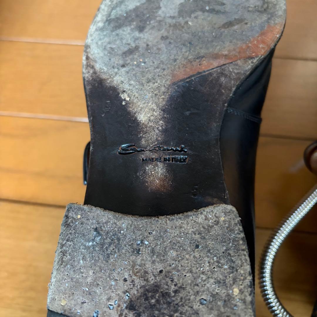 Santoni サントーニ 黒 シングルモンク モンクストラップ 革靴