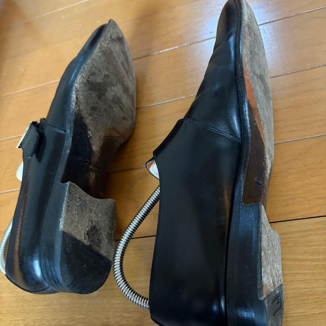 Santoni サントーニ 黒 シングルモンク モンクストラップ 革靴