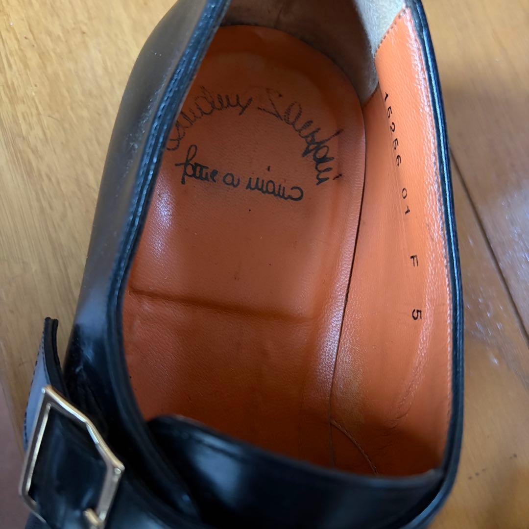 Santoni サントーニ 黒 シングルモンク モンクストラップ 革靴