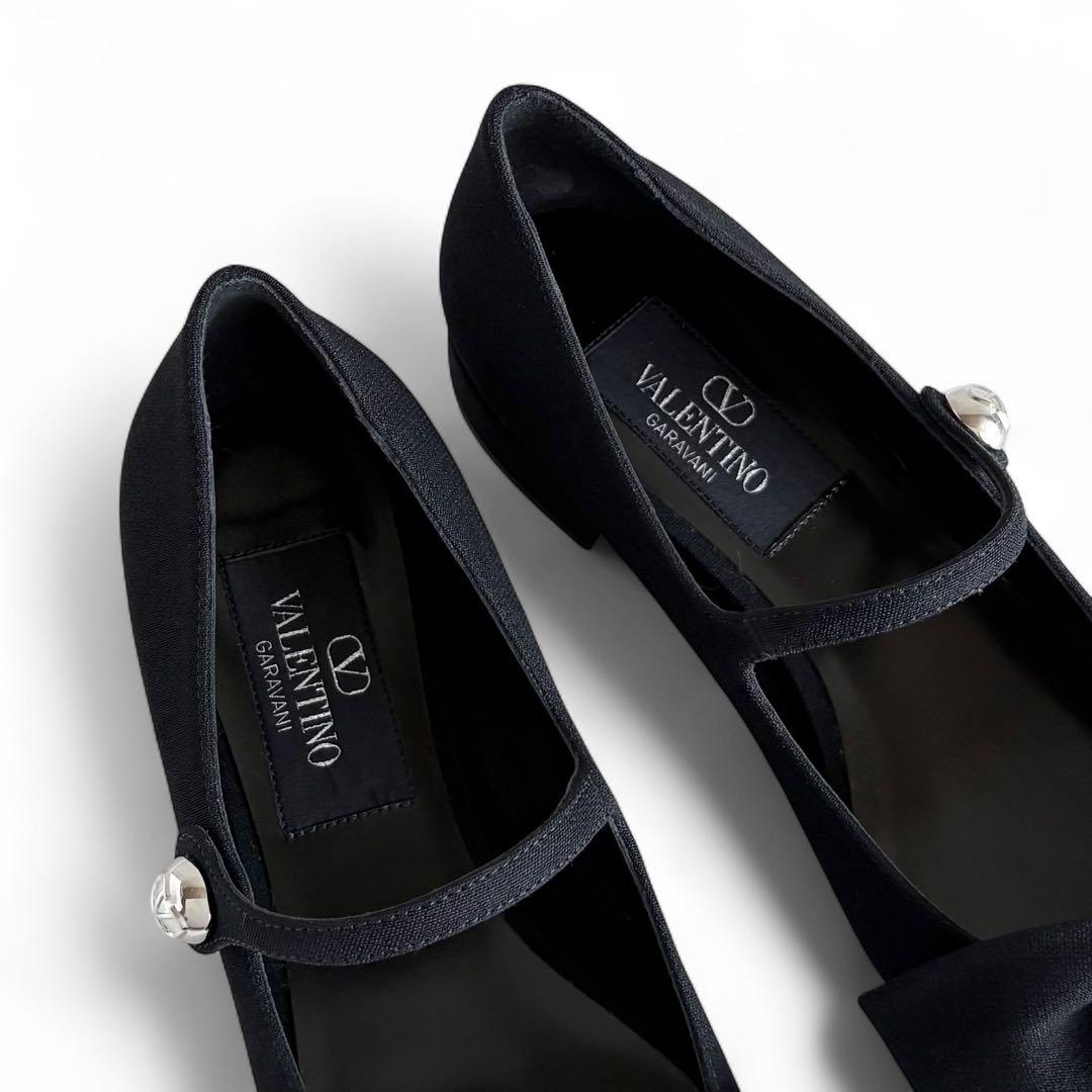 未使用 VALENTINO ボウジェーン クレープファブリック バレリーナ 現行