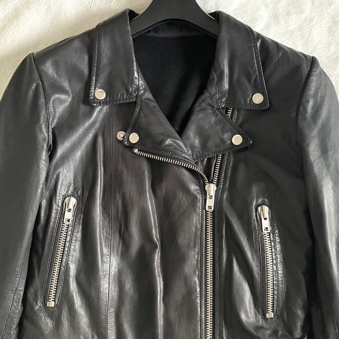 スワード Sword ラムレザー ライダースジャケット 42 ブラック