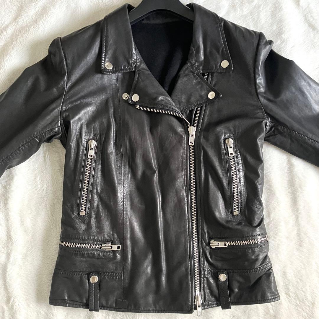 スワード Sword ラムレザー ライダースジャケット 42 ブラック