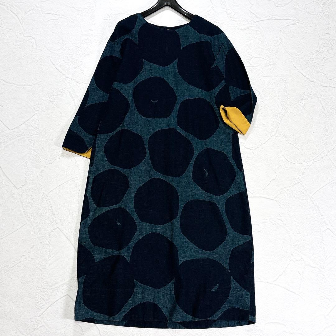 ✨美品✨パラスパレス　藍染め　ロングワンピース　総柄　コットン　日本製　F