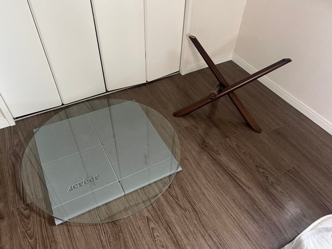 noce 円形ガラステーブル ダークブラウン