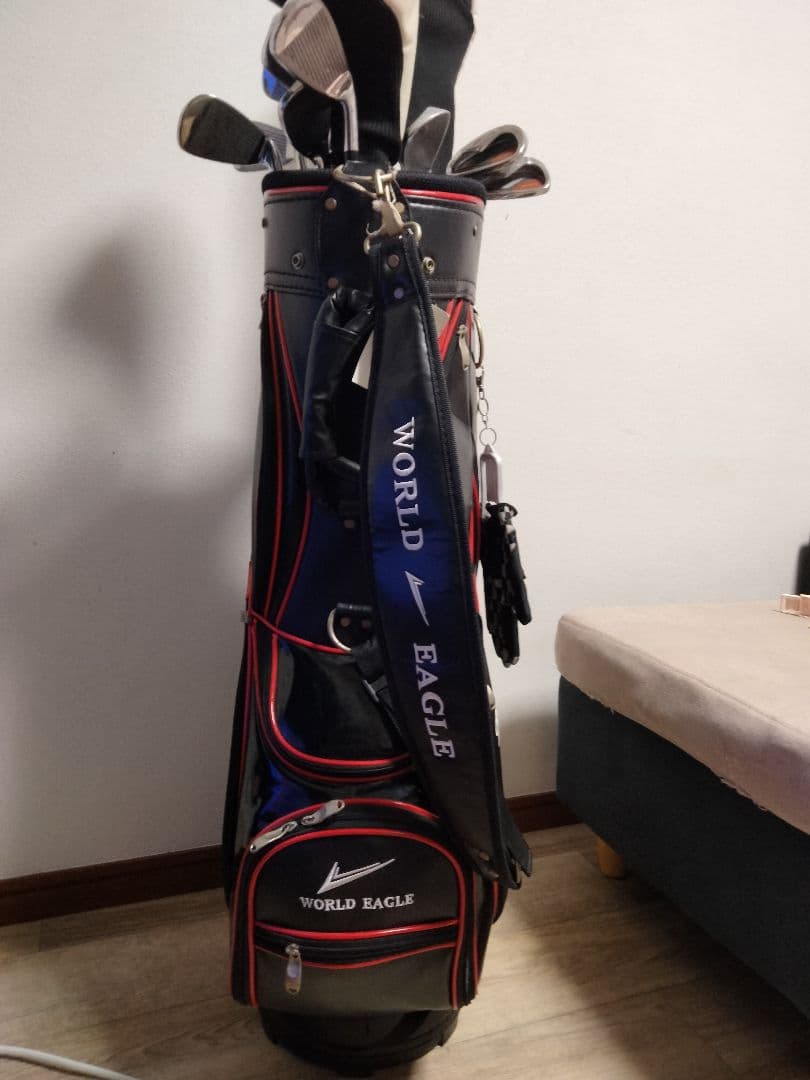 WORLD EAGLE キャディバッグ ブラック/レッド　マーク