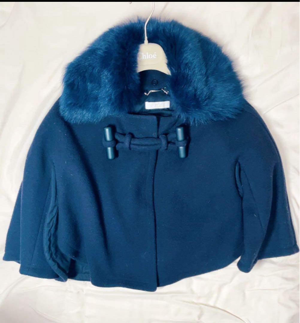 新品Chloeクロエ ケープコート ポンチョ ネイビー