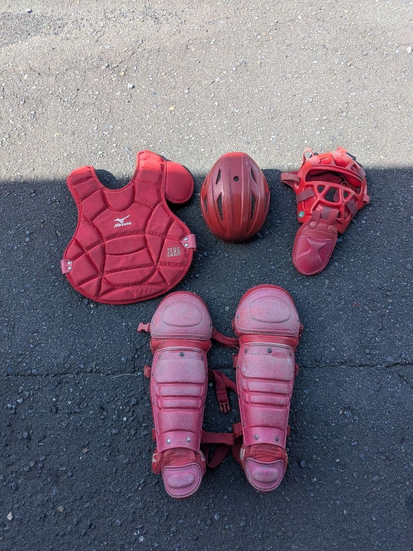 Mizuno キャッチャー用プロテクターセット 赤少年用