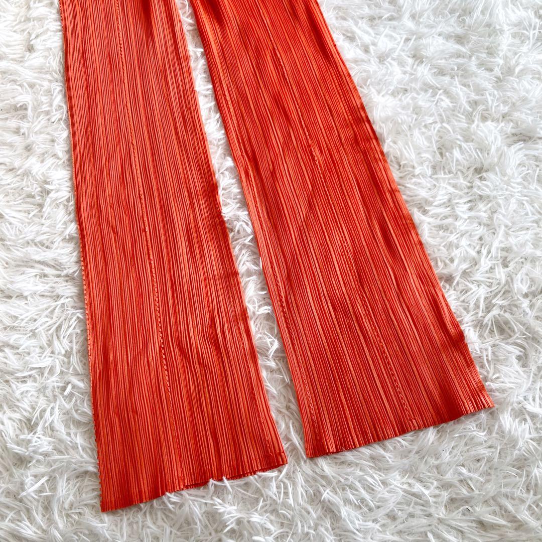 美品 プリーツプリーズ イッセイミヤケ パンツ オレンジ サイズ4