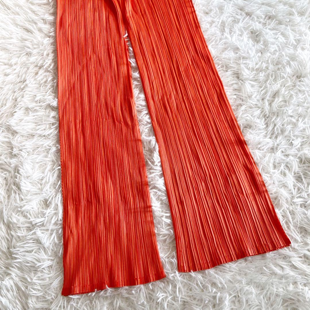 美品 プリーツプリーズ イッセイミヤケ パンツ オレンジ サイズ4