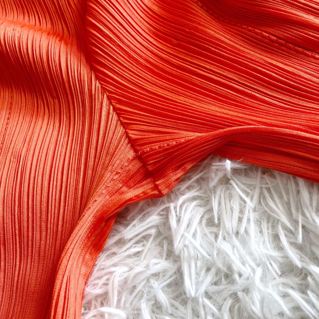 美品 プリーツプリーズ イッセイミヤケ パンツ オレンジ サイズ4