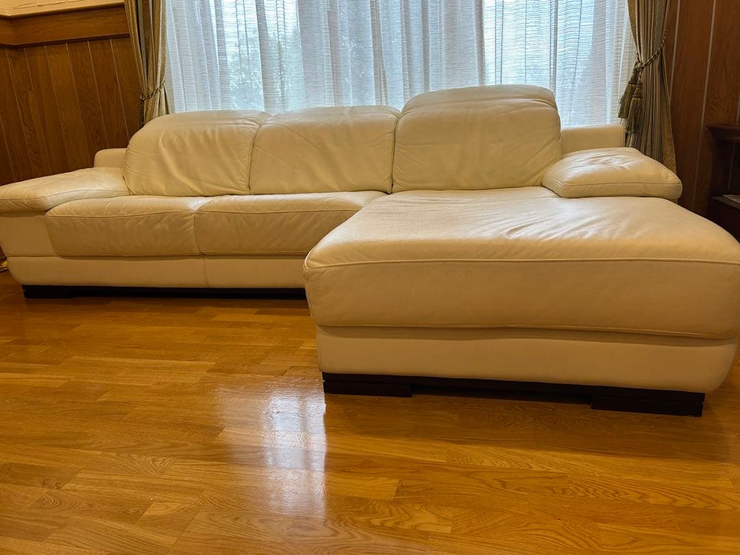 【値下】① IDC大塚家具 L/S Comfort-08 カウチソファ総本革