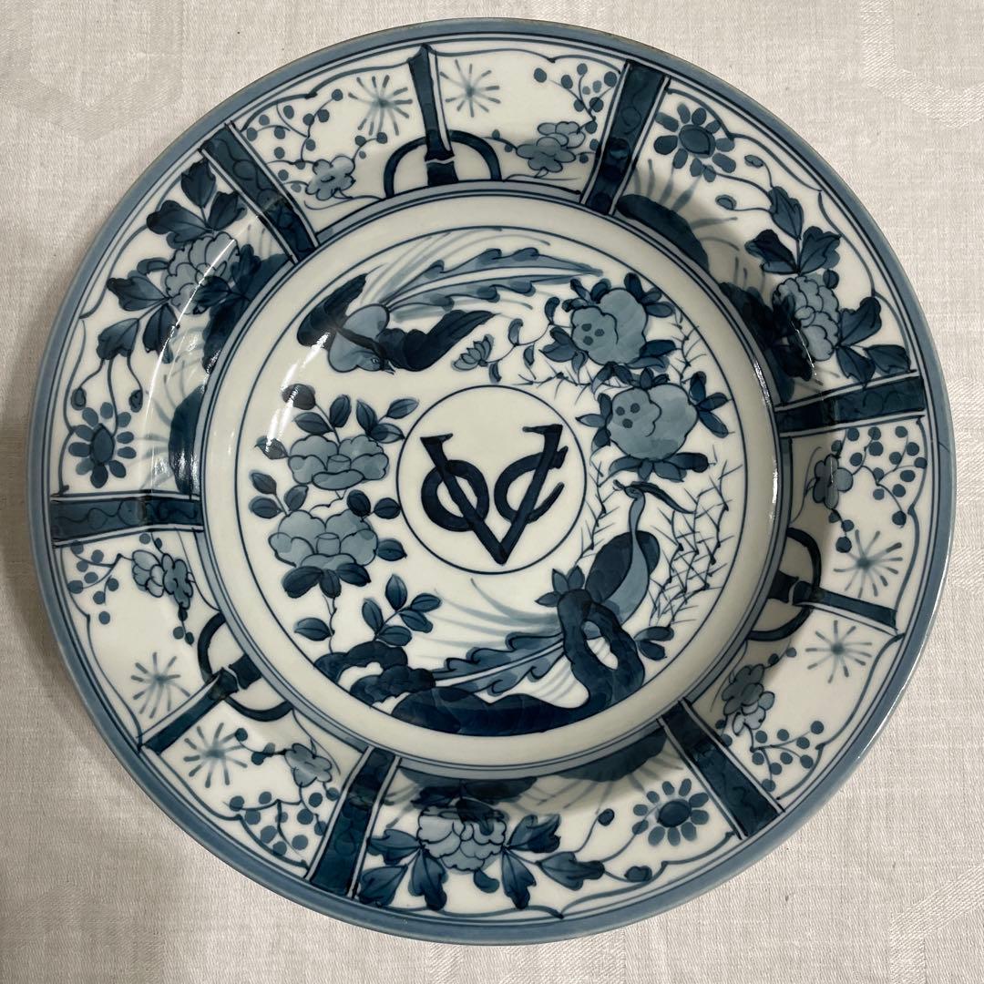有田焼 染付 芙蓉手紋様 VOCマーク皿　口径22㎝ 3枚セット