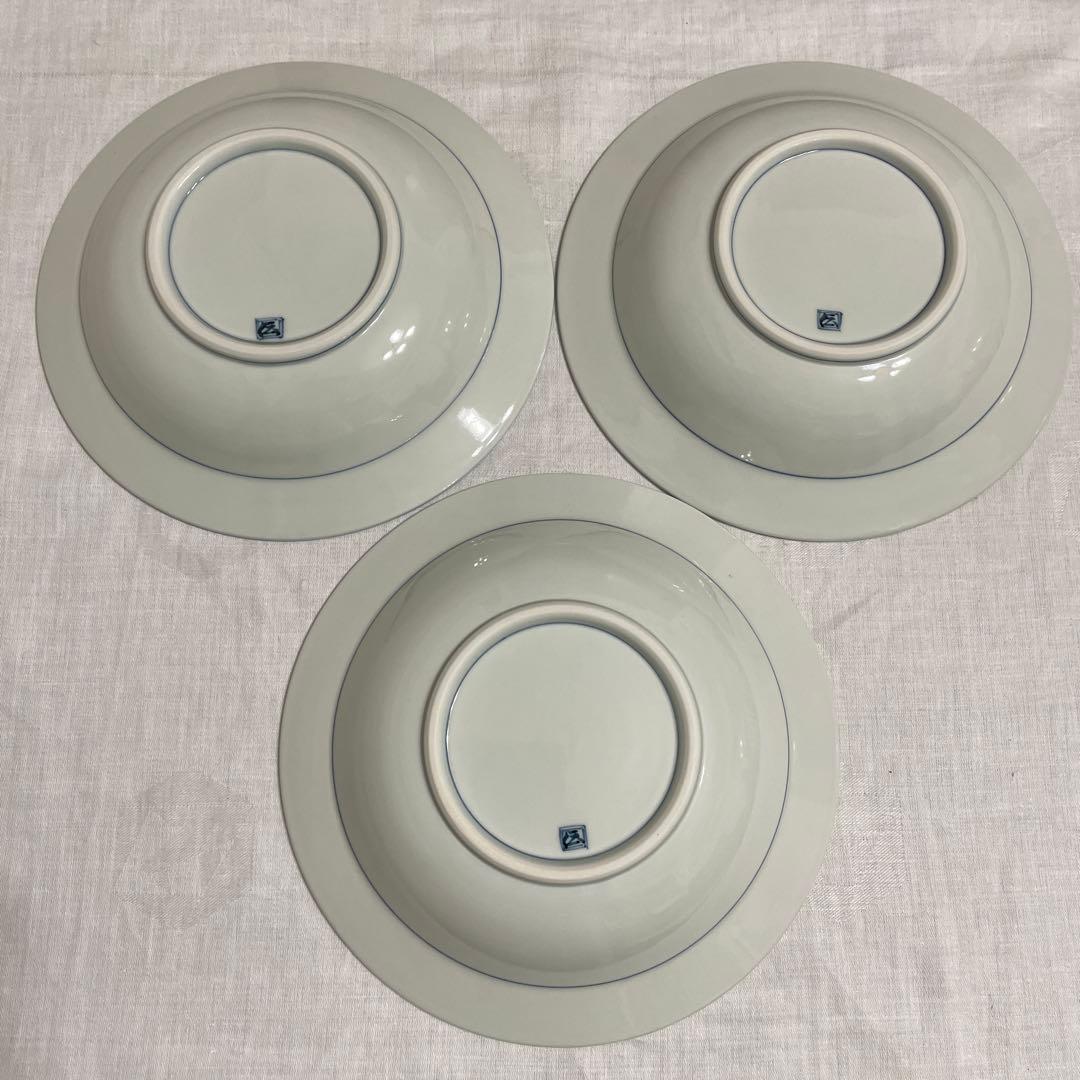 有田焼 染付 芙蓉手紋様 VOCマーク皿　口径22㎝ 3枚セット