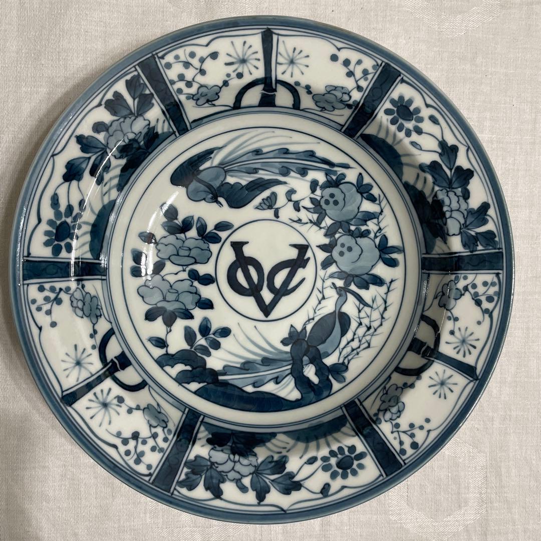 有田焼 染付 芙蓉手紋様 VOCマーク皿　口径22㎝ 3枚セット